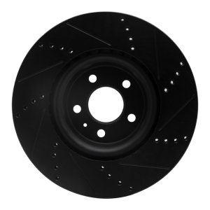 Audi A6 Brake Rotor (1) - Front Left - R1 Concepts - Drilled & Slotted - Black - `12-`20